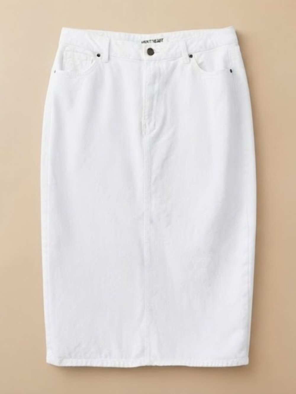 Velvet Heart White Denim Midi Skirt